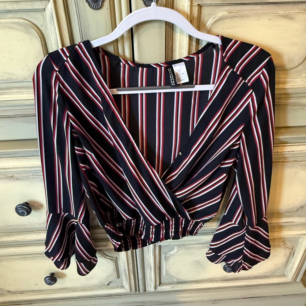 H&M Multicolor Striped Wrap Blouse